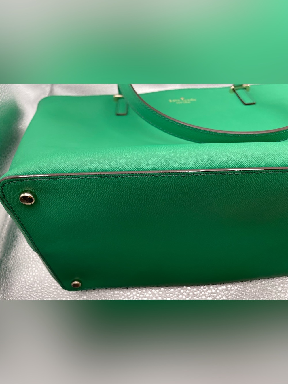 Kate Spade NY Green Structured Leather Shoulder Tote Bag - Picture 11 of 14